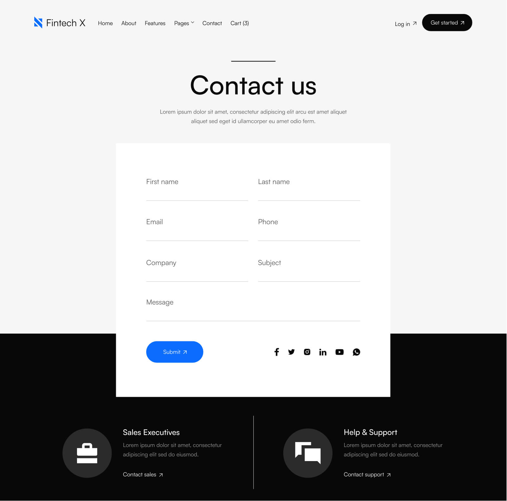 Contact V2 - Fintech X Webflow Template
