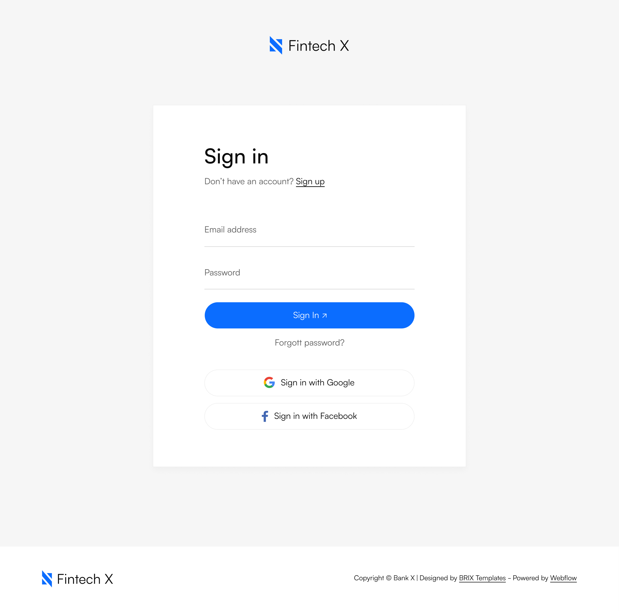 Sign Up - Fintech X Webflow Template